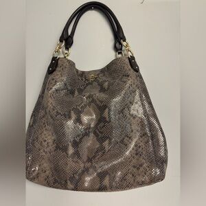 Coach Snakeskin Shoulder Bag in Black and Brown